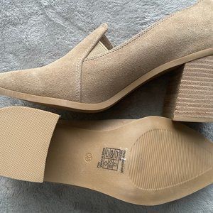 Joie Shoes Size 9.5 Wevenly Suede Block Heel Closed Toe Tan